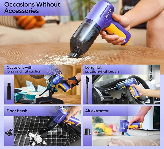 Car Vacuum Portable Cordless 3 in 1 Handheld Car Vacuum 15000PA High Power with Brushless Motor,5200mAh withType-C Charing Small Vacuum Cleaner Portable Cordless,SW101Blue Yellow - NeatNest