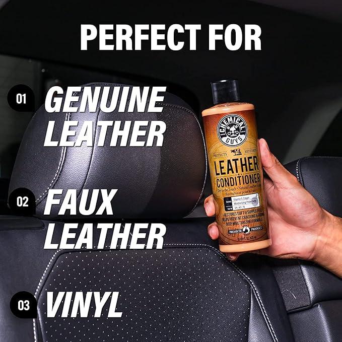 Chemical Guys SPI410 Leather Cleaner and Conditioner Bundle with ACC_S95 Long Bristle Horse Hair Leather Cleaning Brush, Safe for Car, Home, Office, & More (3 Item Bundle with 2-16 fl oz Bottles) - NeatNest
