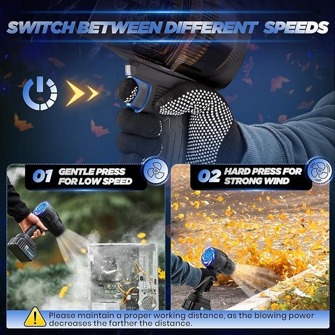 Saker Cordless Leaf Blower Portable Dust Cleaner Handheld Lightweight Blowers 180000 RPM with Adjustable Speed for Patio Cleaning, Drying,Camping Gifts 2 Batteries BF170 Black - NeatNest