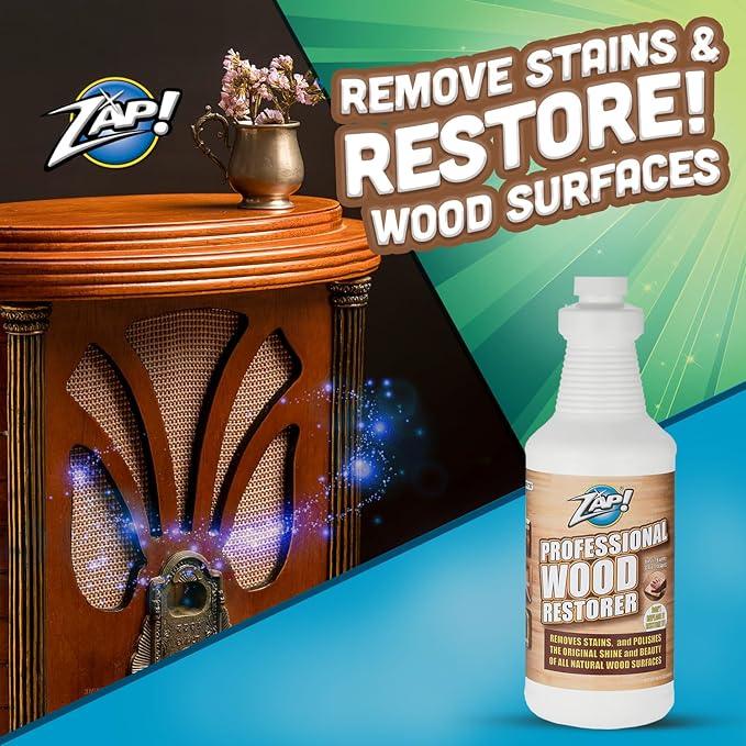 ZAP! Professional Wood Cleaner and Restorer | Clean, Polish, & Restore Wooden Furniture & Hardwood Floors | Kitchen Cabinet & Table | Deep Wood Cleaner for Heavy Duty Cleaning | 32 oz - NeatNest