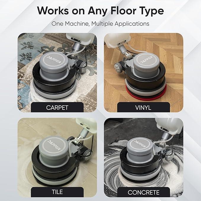17" Heavy-Duty Weighted Floor Buffer Polisher Machine – 1500W, 154 RPM Commercial Scrubber with Removable Weights – Includes 3.5 Gal Tank, 2 Brushes & 3 Pads – Strip, Buff, Scrub & Polish Floors - NeatNest