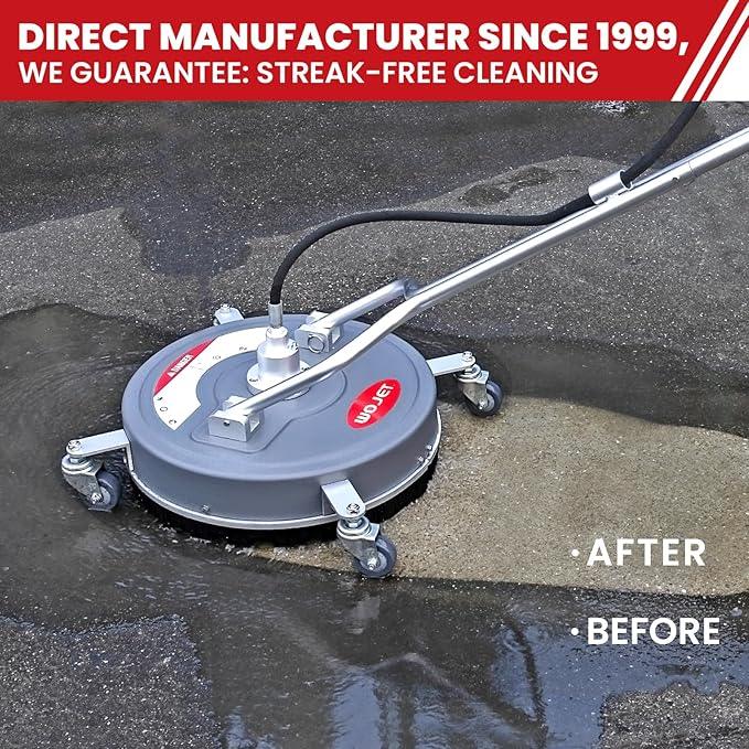 WOJET 18” Pressure Washer Surface Cleaner with 4 Wheels & Dual Handles, 4500PSI Surface Cleaner Attachment for Pressure Washer for Concrete Driveway Sidewalk Deck Patio Cleaning, 3/8'' Quick Connect - NeatNest