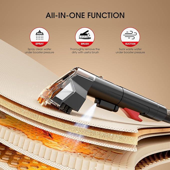 Portable Handheld Upholstery Spot Cleaner Machine, 15Kpa Deep Carpet Cleaner for Pets, Sofa, Couches, Area Rugs and Car, Furniture Cleaner Machine with Versatile Tools & Self-Cleaning System - NeatNest