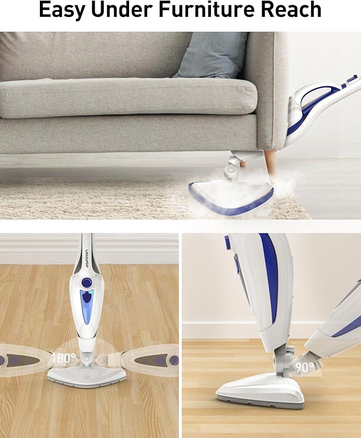 12-in-1 Steam Mop, Fast 15-Sec Heat-Up, 1500W Detachable Handheld Steam Cleaner with 2 Dirt Grip Pads, Removes 99.99% Stubborn Stains for Hardwood Floors, Clothes, Windows, Tiles, Furniture, Black - NeatNest