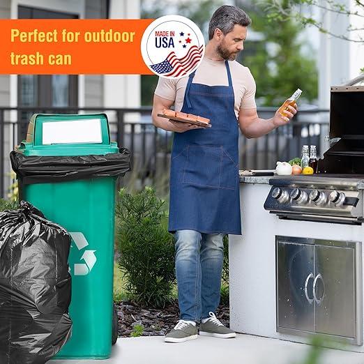 Delxo 55-60 Gallon Black Trash Bags, 100 Count – 0.9 Mil Medium Duty Garbage Bags, Thick, Durable & Puncture-Resistant Plastic, Perforated Design – Made in USA for Kitchen, Yard, Office & Party - NeatNest