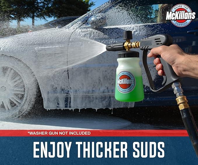 McKillans Foam Cannon for Pressure Washer (Wide Mouth) - Car Wash Snow Foam Cannon Lance Pressure Washer Soap Dispenser for Car Washing with Adjustable Thick Foam + 1/4 Quick Connector - NeatNest