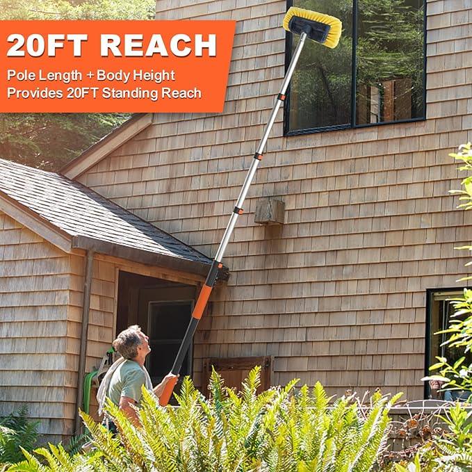 Buyplus 12FT Car Wash Brush with Long Handle, 12-Inch Soft Bristle, with Aluminium Telescoping Pole, for Cleaning Car, SUV, RV, Boats, House Siding, Floors, Solar Panels, and More - NeatNest