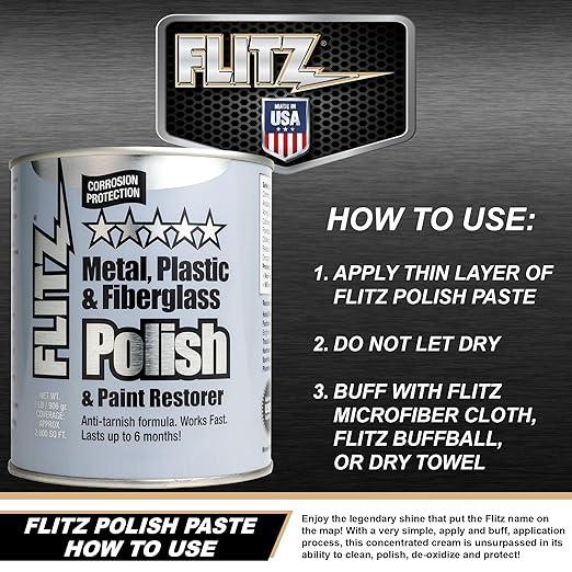 Flitz Multi-Purpose Metal Polish Paste - 2lb Can of USA-Made Chrome Polish - Works on Stainless Steel, Aluminum, Plastic, Jewelry and Cars - Non-Abrasive Cleaner & Rust Remover (1 Pack) - NeatNest