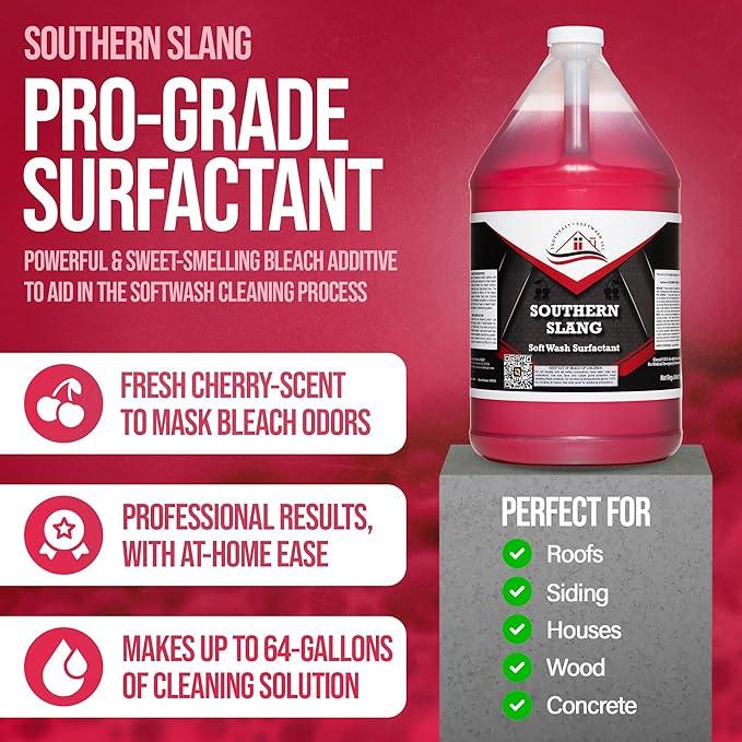 Southeast Softwash Southern Slang - Professional Exterior House Cleaner, Siding Cleaner & Roof Wash Surfactant for Pressure Washing & Soft Wash Applications | Classic Cherry Scent, 1 Gallon (1 Pack) - NeatNest
