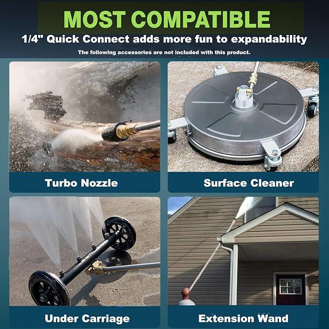 Electric Pressure Washer 5000 PSI 3.8GPM Power Washer with 33FT Hose and 4 Nozzles for Cars/Fences/Driveways/Home/Patios Cleaning, Green - NeatNest
