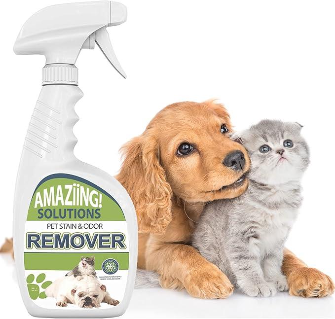 Pet Stain and Odor Remover - Enzyme Cleaner, Pet Urine Odor Eliminator Spray - Floor & Carpet Cleaner Spray, Pet Deodorizers For Home, Fabric Spray W/Fresh, Clean Scent, 32oz Spray - NeatNest