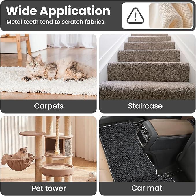 3 in 1 Carpet Rake for Pet Hair Removal, Tool Set of 3, 55” Long Handle Carpet Pet Hair Removal Carpet Scraper Dog Cat Hair Remover for Sofa, Couch, Car, Rug (Black) - NeatNest