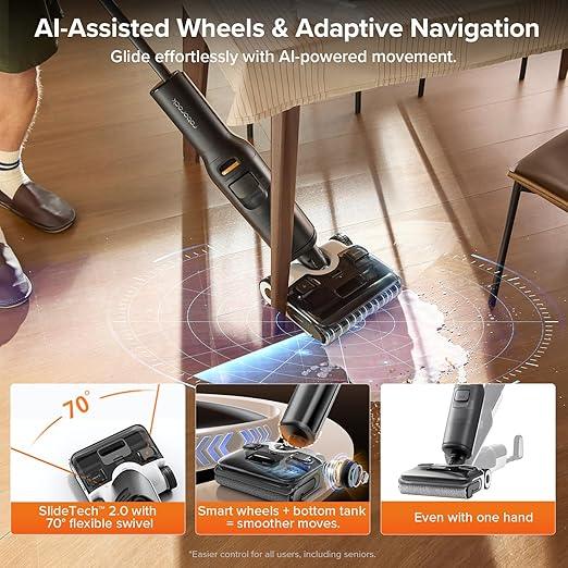 roborock F25 ALT Vacuum Mop, Wet Dry Vacuum Cleaner, Cordless Hard Floor Cleaner Machine with AI Assistant Wheels, 180° Lie-Flat, 194°F Hot Air Flash Drying & Self Cleaning Electric Mop - NeatNest
