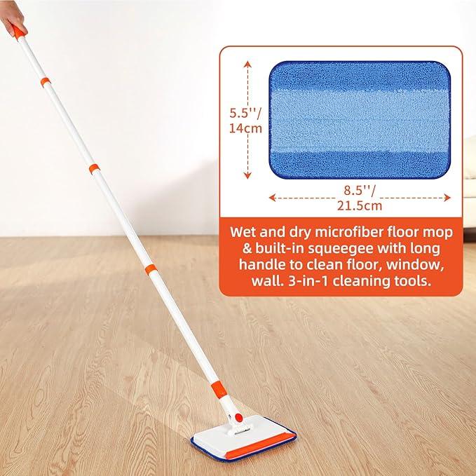 Baseboard Cleaner Tool with Handle, Extendable Long Handle Baseboard Cleaning Duster with Reusable Pads for Floorboard, Ceiling Fan Blade Cleaner Duster (Gray) - NeatNest