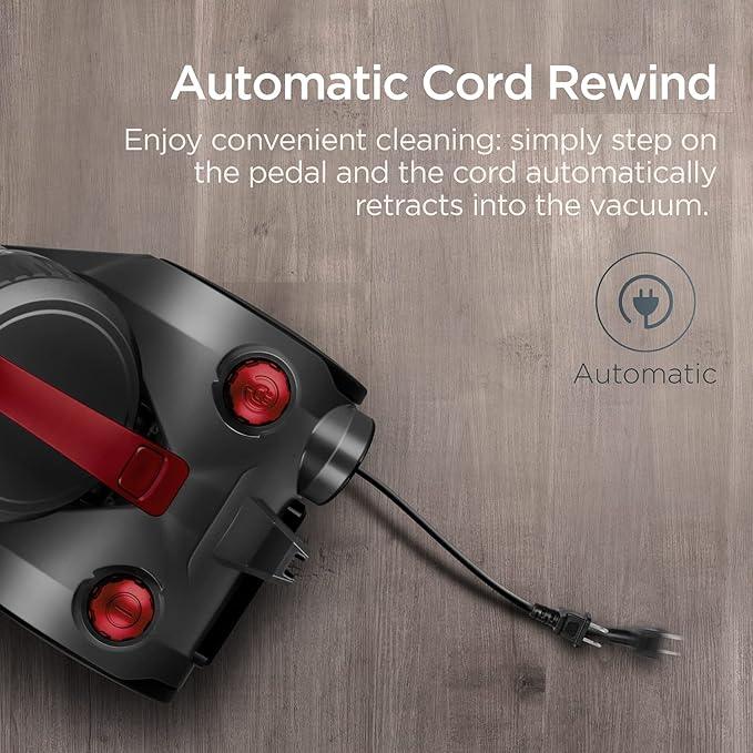 Eureka Bagless Canister Vacuum Cleaner, Lightweight Vac for Carpets and Hard Floors, Red, Whirlwind NEN110D - NeatNest