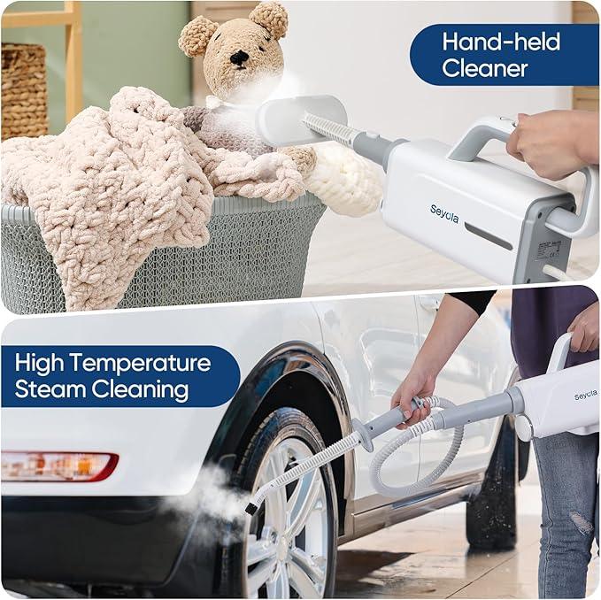 Steam Mop for Floor Cleaning, Steam Cleaner for Home with Handheld 6-in-1 Multi-function Attachments for Hardwood Floors, Clothes, Windows, Tiles Grout, Furniture Cleaning (White-Gray) - NeatNest