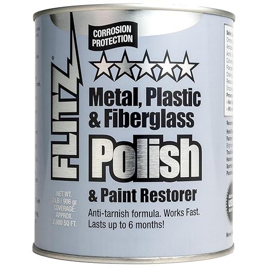 Flitz Multi-Purpose Metal Polish Paste - 2lb Can of USA-Made Chrome Polish - Works on Stainless Steel, Aluminum, Plastic, Jewelry and Cars - Non-Abrasive Cleaner & Rust Remover (1 Pack) - NeatNest
