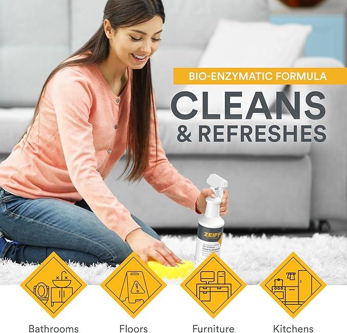 Pet Stain and Odor Remover - Pet Odor Eliminator for Home and Professional Use - Pet Urine Enzyme Cleaner to Break Up Tough Stains - Carpet Stain Remover for Dog Urine and Cat Pee, Feces, Fluids - NeatNest