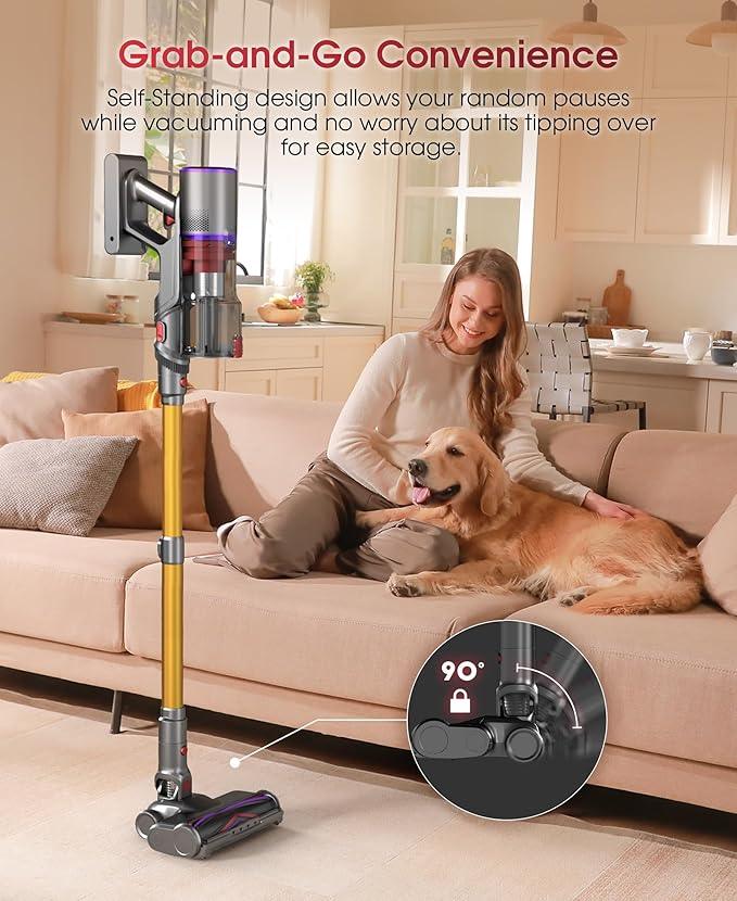 UNINELL HOME Cordless Vacuum Cleaner, 48000Pa 550W 65Mins Vacuum Cleaners for Home,LED Touch Display, Anti-Tangle Stick Vacuum Self-Standing, Vacuum Cordless Rechargeable for Pet Hair/Carpet - NeatNest