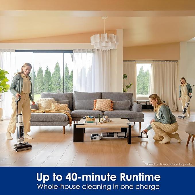 Tineco Floor ONE Stretch S6 Cordless Wet Dry Vacuum Cleaner, 180°Lay-Flat Smart Vacuum Mop, 40 Minutes Long Runtime 158℉ Flashdry Self-Cleaning, Dual-Sided Edge Cleaning Lightweight Floor Cleaner - NeatNest