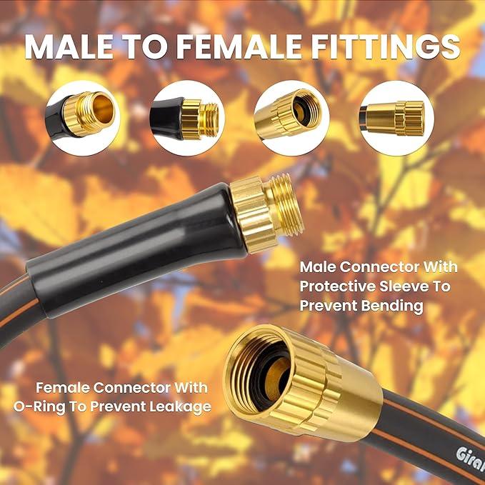 Giraffe Tools Leader Hose 5/8 inch x 2.5ft for Garden, Heavy Duty Water Hose, Flexible & Lightweight Short Hybrid Hose with Bend Protection, Male to Female Fittings - NeatNest