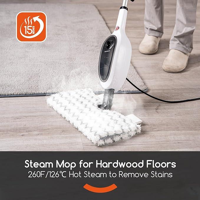Steam Mops for Floor Cleaning, Unique Double-Sided Flip Design, 15 Seconds Fast Heating，10-in-1 Steam Cleaner for Kitchen, Living Room Wood Floor Tile Cleaning - NeatNest