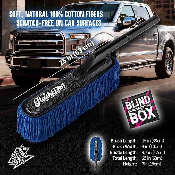 Flash Dog Car Duster Exterior - 25" Wood Handle Wax Cotton Hair Scratch Free Cleaning for Cars/SUV/Truck/RV Roofs & Windshields | Waterless Dust & Pollen Remover - NeatNest