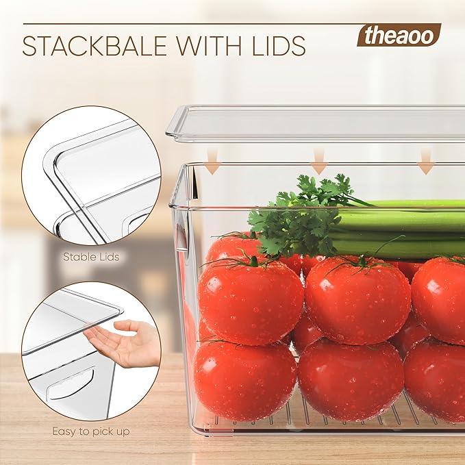 theaoo Clear Storage Bins with Lids Stackable - Large Plastic Containers for Pantry Organization and Storage - Perfect for kitchen,Fridge,Laundry Room,Bathroom,Garage,Closet,Cabinet Organizer - 8 Pack - NeatNest