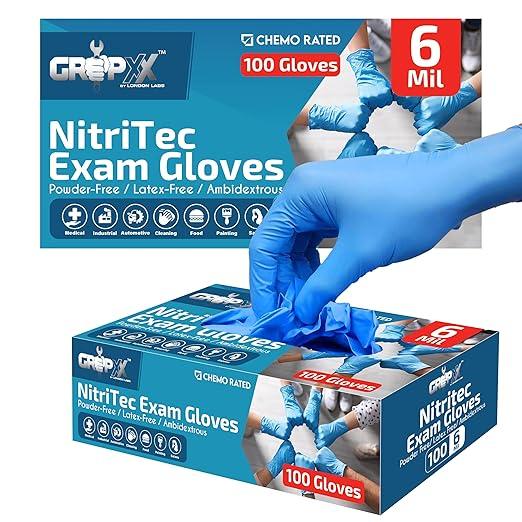Heavy Duty 6 Mil Blue Nitrile Gloves Disposable Latex & Powder Free -Extra Stretchy Fentanyl Safe |Medical,First Aid Kit,EMT|Food Safe Rubber Gloves for Cooking & Cleaning| Pack of (200) - NeatNest