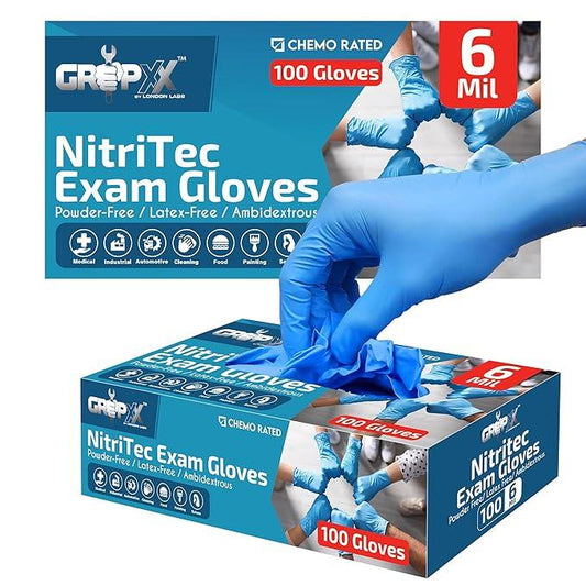 Heavy Duty 6 Mil Blue Nitrile Gloves Disposable Latex & Powder Free -Extra Stretchy Fentanyl Safe |Medical,First Aid Kit,EMT|Food Safe Rubber Gloves for Cooking & Cleaning| Pack of (200) - NeatNest