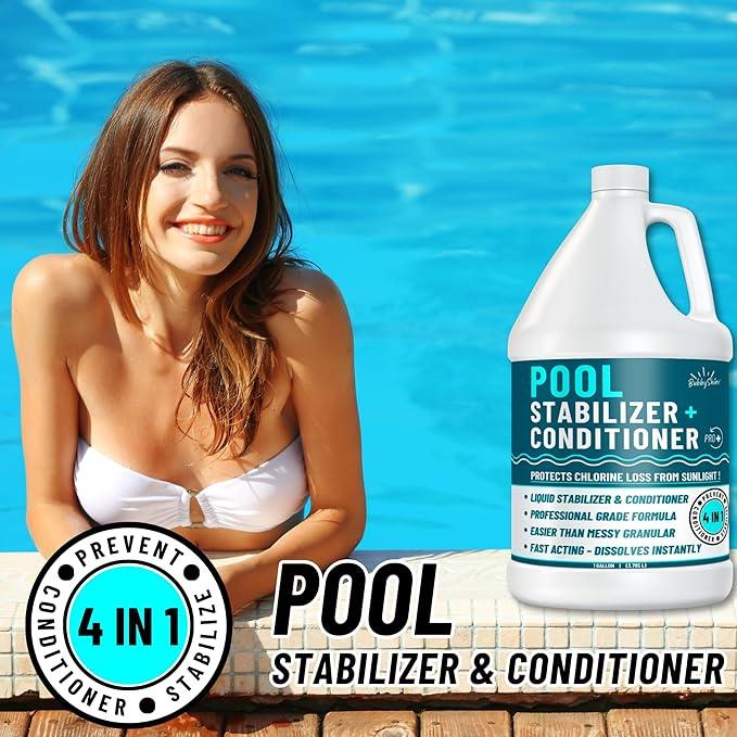 Pool Stabilizer - Cyanuric Acid Pool Stabilizer, Liquid Chlorine Stabilizer for Pool Chemicals, Swimming Pool Conditioner Stabilizer, Pool Stabilizer for Salt Pool & Chlorine, 1 Gallon - NeatNest