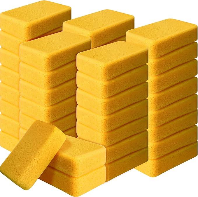 Tioncy 48 Pcs Large Sponges Bulk 7.5 x 5.5 x 1.9 Inch Grouting Car Wash Foam Cleaning and Washing Sponge Commercial Foam Large All Purpose for Cleaning Dishes Car Tile Bike (Yellow) - NeatNest