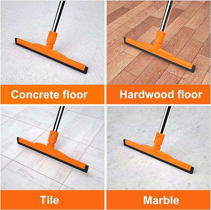 ITTAR Heavy-Duty Floor Squeegee, 62" Adjustable Handle, EVA Foam Blade, Ideal for Concrete, Garage, Patio & More - NeatNest
