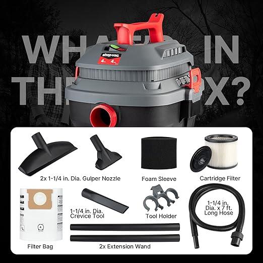 Shop-Vac 5430096 Wet/Dry Vacuum, 4 Gallon, 4 Peak HP, 1.25 Inch Diameter x 7 Foot Hose, 15 Foot Cord, Ideal for Jobsite, Garage, Workshop & Home - NeatNest