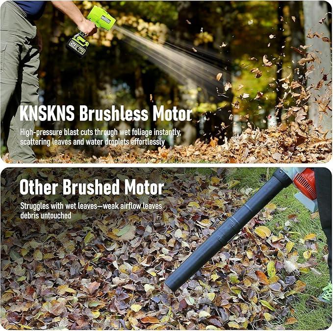 Electric Leaf Blower Cordless,580000RPM Lightweight Handheld Leaf Blower with 2 x 4.0Ah Battery and Charger,Powerful Battery Blower with 3 Extended Nozzle for Lawn Care, Patio Cleaning and Dust - NeatNest
