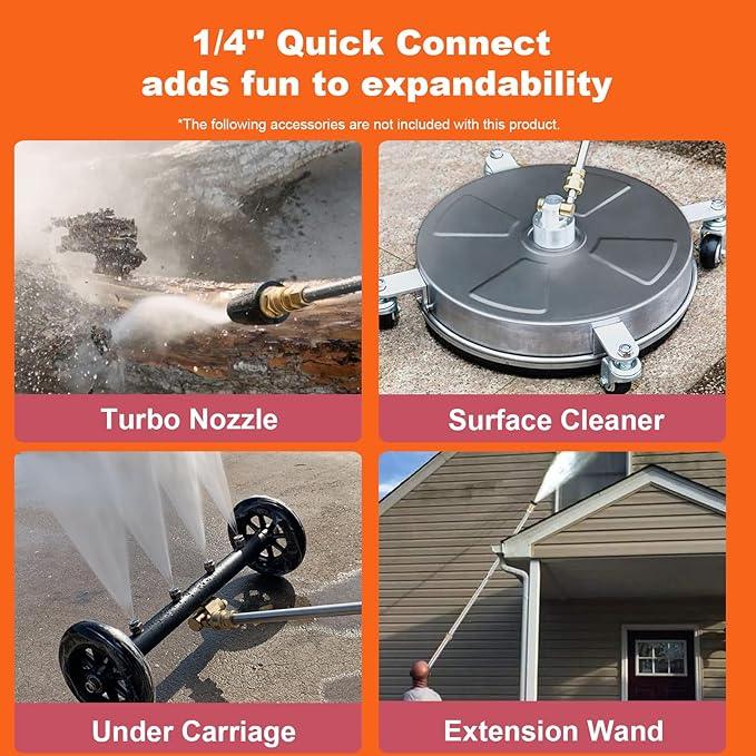 Pressure Washer 5000PSI Power Washers Powered with 33ft Hose, 4 Nozzle and Foam Cannon, Powerwashers Cleaner Machine for Home, Cars, Orange - NeatNest