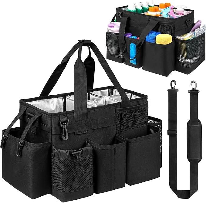 Cleaning Caddy Bag, Cleaning Supplies Organizer for Housekeepers, Housekeeping Caddy with Handle and Detachable Padded Cushion, Black - NeatNest