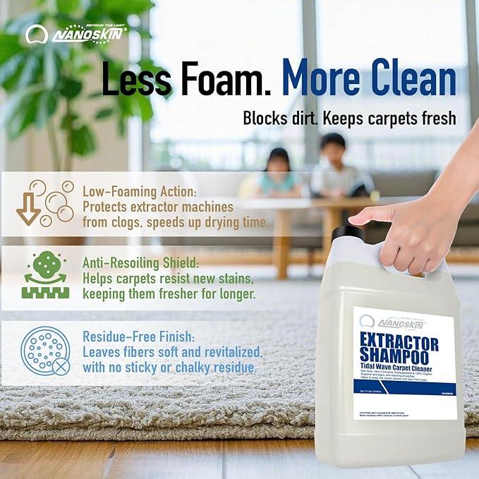 Nanoskin EXTRACTOR SHAMPOO Low Foaming Carpet Cleaner 55 Gallons - Machine Use Upholstery Cleaner, Stain Remover & Odor Eliminator on Rug Car Upholstery Carpets | For Automotive, Home, Office & More - NeatNest