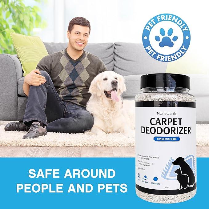 NonScents Carpet & Rug Odor Eliminator - Safe & Fragrance-Free Pet Carpet Deodorizer - Cat and Dog Smell Neutralizer - Removes Pet Urine Odors - Fresh Scent Powder in Pet Areas at Home - NeatNest