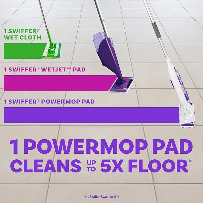 Swiffer PowerMop Multi-Surface Mop Kit for Floor Cleaning, Includes PowerMop, 2 Mopping Pad Refills, 1 Cleaning Solution with Fresh Scent and 2 Batteries - NeatNest
