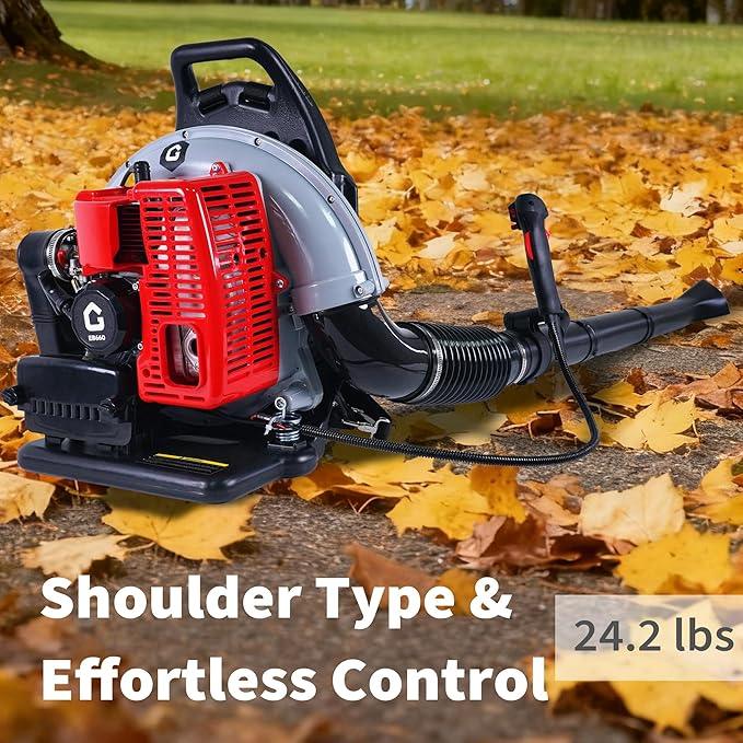 66CC Backpack Blower, 4-HP 2-Cycle Gas Leaf Blower with 880 CFM & 320 MPH, Backpack Leaf Blower, Powerful Clearing Performance for Wet Leaf & Debris Clean & Snow Removal - NeatNest