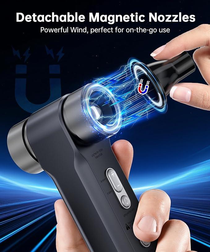 Compressed Air Duster,150000RPM Metal Electric Air Blower with LED Light and Stepless Speed,USB Rechargeable Mini Portable Cordless Air Blower with Magnetic Nozzle for Computer,Keyboard,House and Car - NeatNest