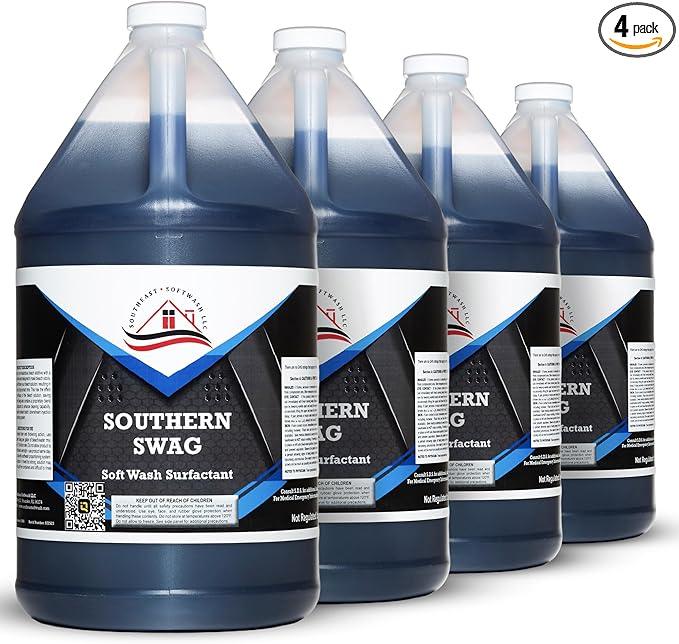 Southeast Softwash Southern Swag - Professional Exterior House Cleaner, Siding Cleaner & Roof Wash Surfactant for Pressure Washing & Soft Wash Applications | Fresh Rain Scent, 1 Gallon (4 Pack) - NeatNest