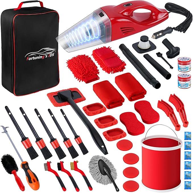 43PCS Car Detailing Kit Interior Cleaner, Auto Detailing Kit, Car Vacuum Car Interior Detailing Kit, Car Wash Kit with Bucket Detailing Brush Set Car Accessories for Motorcycle, Cars, Bikes, Wheels - NeatNest