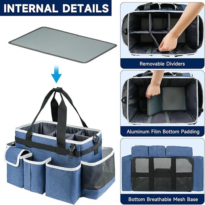 Cleaning Caddy,Cleaning Bag for Housekeepers,Cleaning Supplies Organizer with Handle,Blue - NeatNest