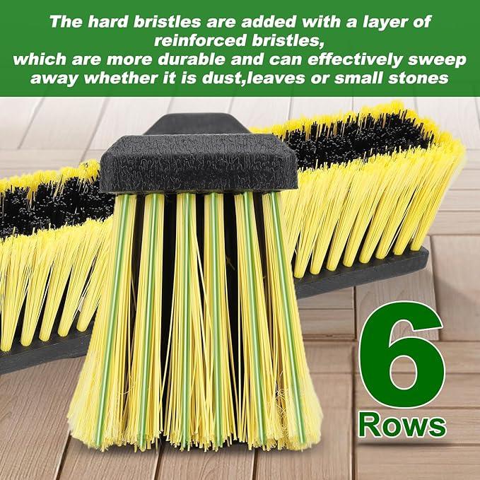 18 Inches Push Broom Outdoor- Heavy Duty Commercial Broom with 64.5" Long Handle and Stiff Bristles for Patio Garage Deck Concrete Wood Stone Tile Driveway Yard Warehouse Shop Floor Cleaning - NeatNest