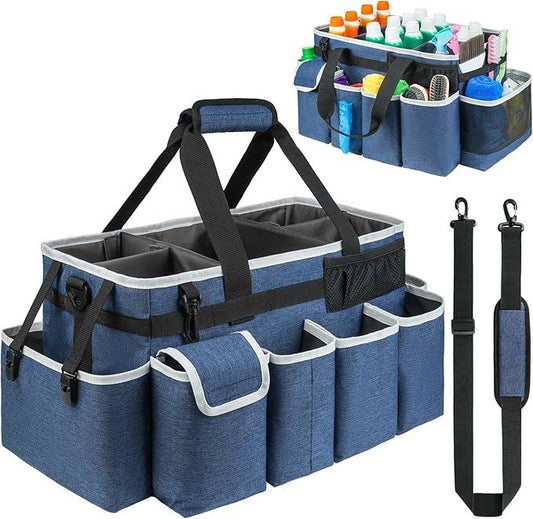 Cleaning Caddy Bag,Extra Large Cleaning Supplies Organizer with Handle for Housekeepers,Blue - NeatNest