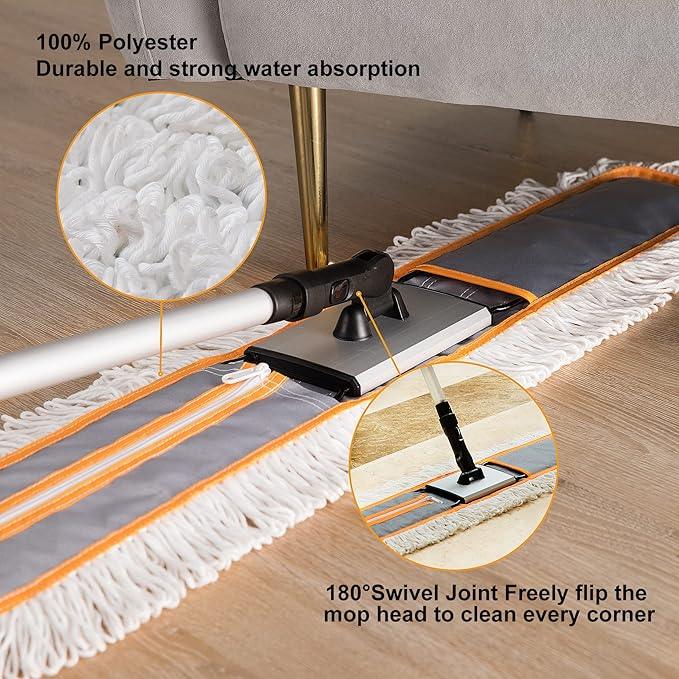 36” Commercial Dust Mop for Hardwood Floor Cleaning, Heavy Duty Push Broom Mop Hotel Company Household Cleaning Supplies for Hardwood, Tiles, Marble,Vinyl Plank Floors Cleaning - NeatNest