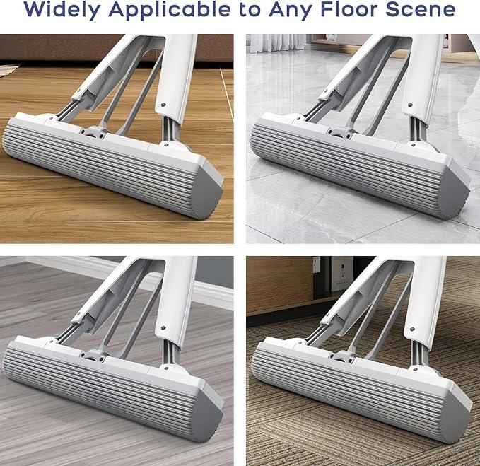 Mop and Bucket with Wringer Set for Home Floor Cleaning, Self Squeezing mini Hand mop with 3 Absorbent Sponge Mop Refills and Adjustable Height - NeatNest