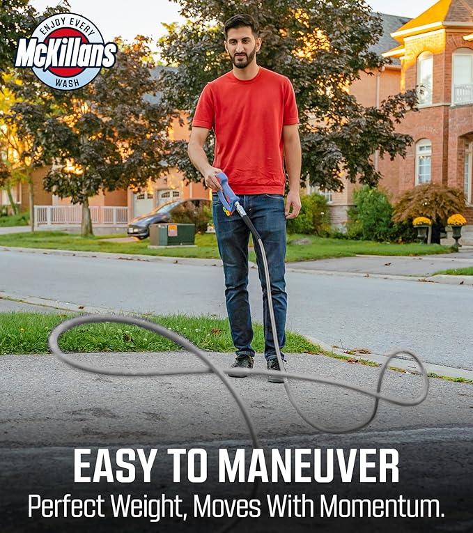 McKillans® Pressure Washer Hose 50 ft - Flexible & Kink-resistant - Steel-Braided & Durable- M22-14mm Stainless Steel Plug - Power Washer Hose - High Pressure 1/4" Inner Diameter - Long 50 ft Reach - NeatNest